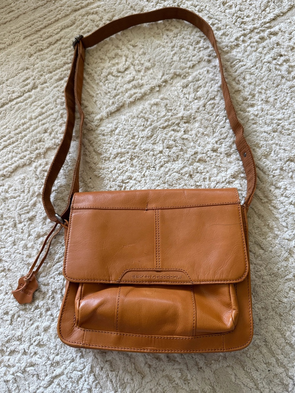 Spikes & Sparrow brown leather messenger bag